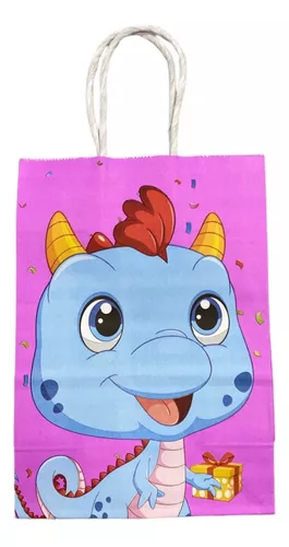 Bolsa Con Asa N°2 21x15x8 Regalo Sopresita Dinosaurio