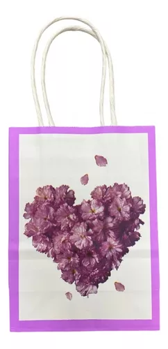 Bolsa Con Asa N°2 21x15x8 Regalo Sopresita Corazon Corazones