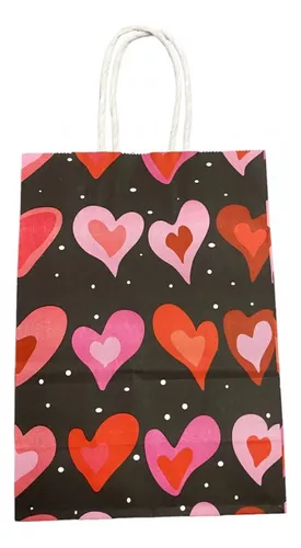 Bolsa Con Asa N°2 21x15x8 Regalo Sopresita Corazon Corazones