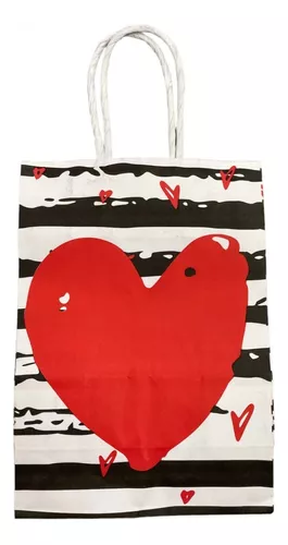 Bolsa Con Asa N°2 21x15x8 Regalo Sopresita Corazon Corazones