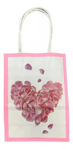 Bolsa Con Asa N°2 21x15x8 Regalo Sopresita Corazon Corazones