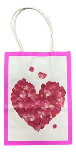 Bolsa Con Asa N°2 21x15x8 Regalo Sopresita Corazon Corazones