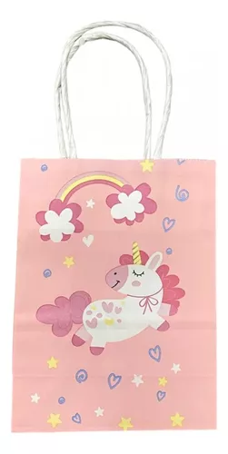 Bolsa Con Asa N°2 21x15x8 Regalo Sopresita Unicornio