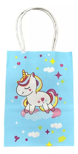 Bolsa Con Asa N°2 21x15x8 Regalo Sopresita Unicornio