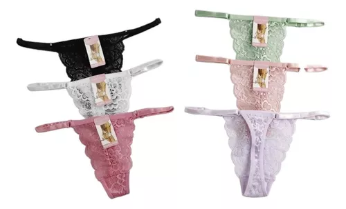 Pack 3 Tanga Colaless Detalle Encaje Varios Ajustable Sexy