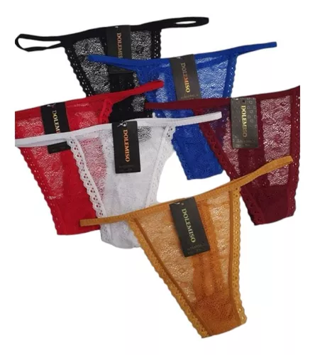 Pack 3 Tanga Colaless Detalle Encaje Varios Ajustable Sexy