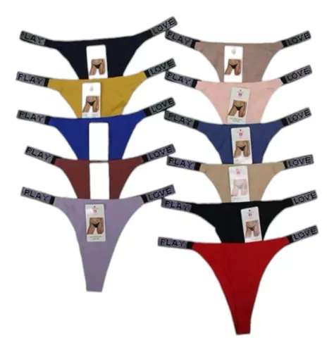 Pack 3 Tanga Colaless Lisa Liso Con Brillos M Al 2xl