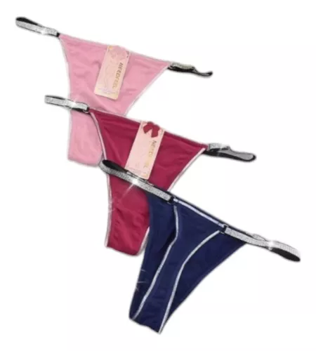 Pack 3 Tanga Colaless Lisos Ajustable Brillos Sexy Dama