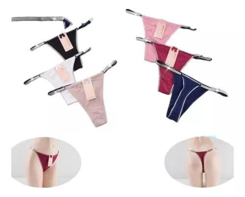 Pack 3 Tanga Colaless Lisos Ajustable Brillos Sexy Dama