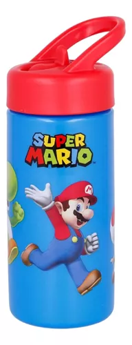 Botella Plástico 410 Ml Super Mario Bros Pajita Libre Bpa