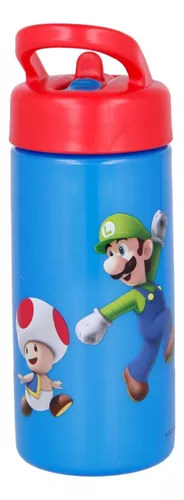 Botella Plástico 410 Ml Super Mario Bros Pajita Libre Bpa