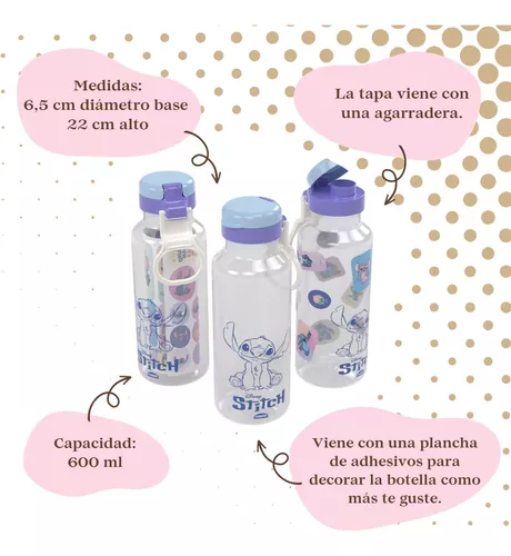 Botella Plastica Fun Stitch 600 Ml Con Adhesivos Stickers