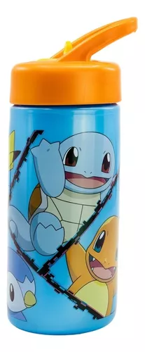 Botella Plástico 410 Ml Libre Bpa Pajita Rebatible Pokemon