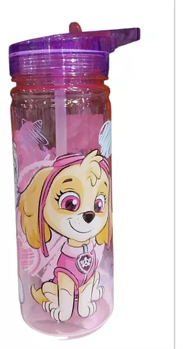 Botella Paw Patrol Tristán 580ml Con Pajita Plastico Skye