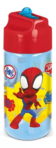 Botella Tritán Spiderman Marvel 430 Ml Con Pajita Libre Bpa