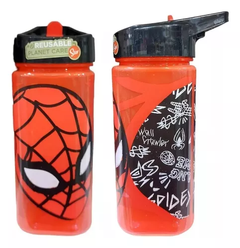 Botella Plástico Cuadrada 510 Ml Spiderman Marvel Oficial