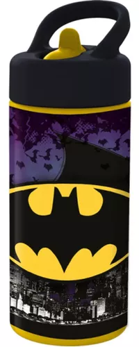 Botella Plástico 410 Ml Libre Bpa Pajita Rebatible Batman