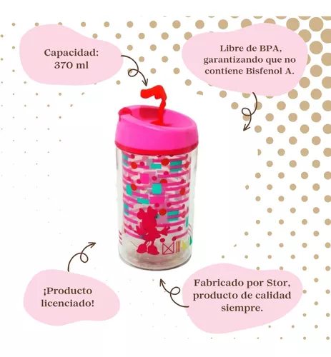 Vaso Con Tapa 370 Ml Minnie Plastico