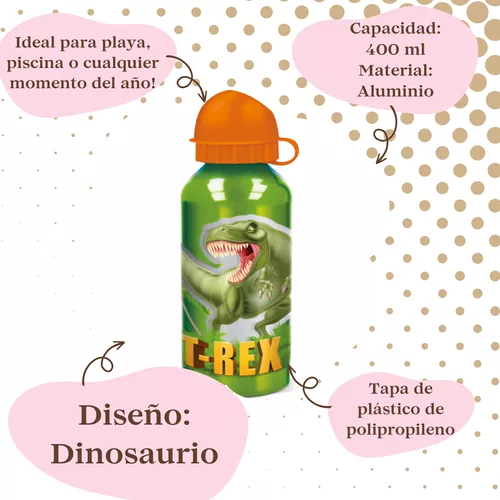 Botella Infantil De Aluminio Dinosaurio 400 Ml Original