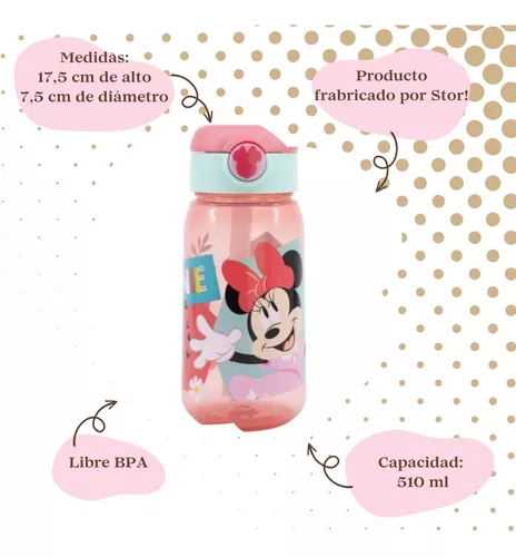 Botella Plástica Active Pajita Botón Apertura 510 Ml Minnie