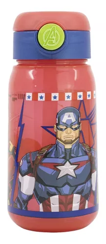 Botella Plástica Active Avengers Pajita Botón Apertura 510ml