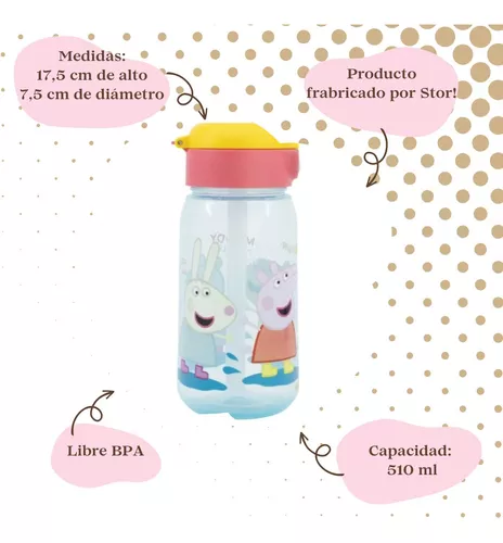 Botella Plástica Active Peppa Pig Pajita Botón Apertura 510