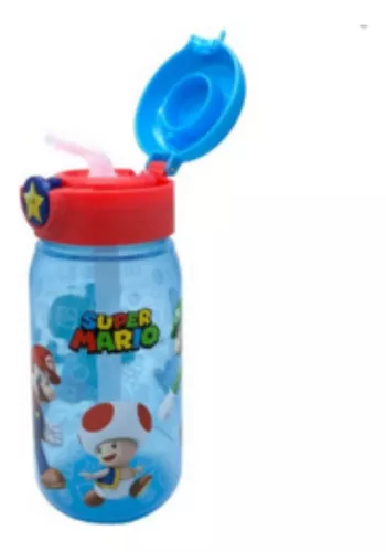 Botella Plástica Active Mario Bros Pajita Botón Apertura 510