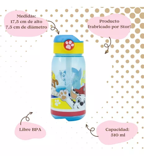 Botella Plástica Active Paw Patrol Pajita Botón Apertura 510