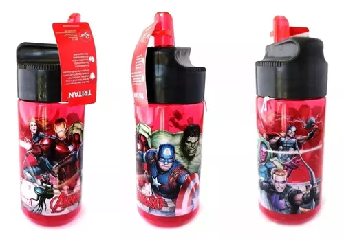 Botella Tritán Avengers 430 Ml Con Pajita Libre Bpa Marvel