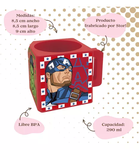 Taza Cuadrada 290 Ml Para Microondas 9x8,5 Avengers Marvel