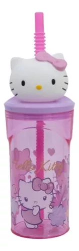 Vaso Alto Con Forma 3d Hello Kitty 18 Cm 360ml Pajita