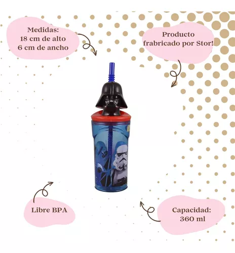 Vaso Alto Con Forma 3d 18 Cm 360ml Pajita Star Wars