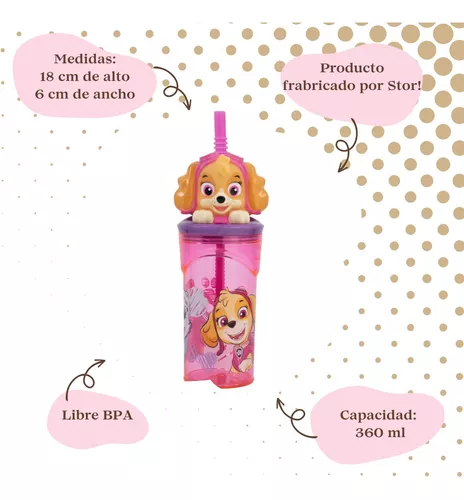 Vaso Alto Con Forma 3d Paw Patrol 18 Cm 360ml Skye Pajita