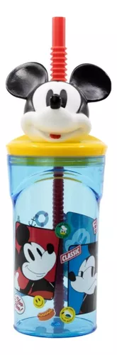 Vaso Alto Con Forma 3d Mickey 360ml Disney Pajita Original