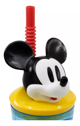 Vaso Alto Con Forma 3d Mickey 360ml Disney Pajita Original