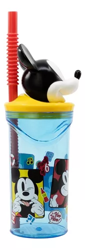 Vaso Alto Con Forma 3d Mickey 360ml Disney Pajita Original