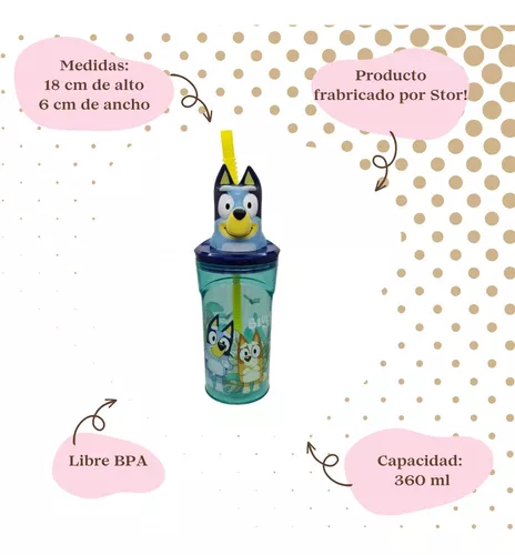 Vaso Alto Con Forma 3d 360ml Disney Pajita Original Bluey