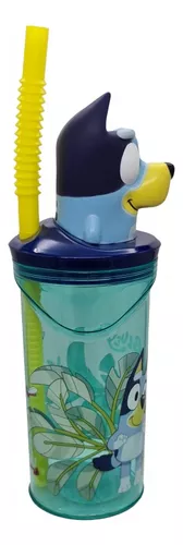 Vaso Alto Con Forma 3d 360ml Disney Pajita Original Bluey