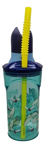 Vaso Alto Con Forma 3d 360ml Disney Pajita Original Bluey