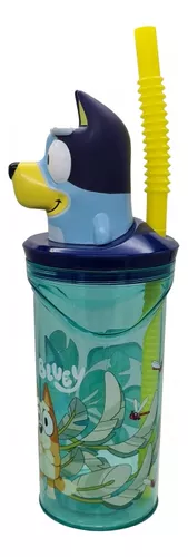 Vaso Alto Con Forma 3d 360ml Disney Pajita Original Bluey