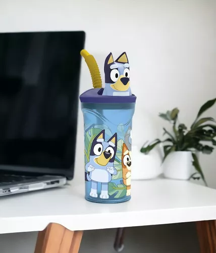 Vaso Alto Con Forma 3d 360ml Disney Pajita Original Bluey