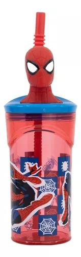 Vaso Alto Con Forma 3d Spiderman 18 Cm 360ml Pajita