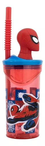 Vaso Alto Con Forma 3d Spiderman 18 Cm 360ml Pajita