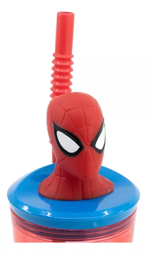 Vaso Alto Con Forma 3d Spiderman 18 Cm 360ml Pajita