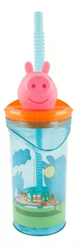 Vaso Alto Con Forma 3d 360ml Pajita Original Peppa Pig