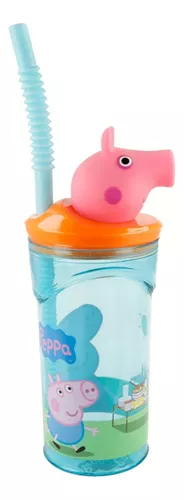 Vaso Alto Con Forma 3d 360ml Pajita Original Peppa Pig