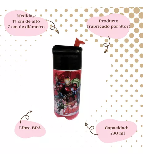 Botella Tritán Avengers 430 Ml Con Pajita Libre Bpa Marvel