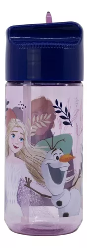 Botella Tritán Frozen Elsa Ana 430 Ml Con Pajita Libre Bpa