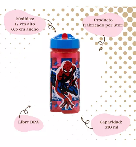 Botella Plástico Cuadrada 510 Ml Spiderman Marvel Oficial