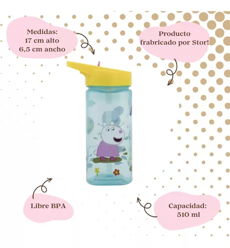 Botella Plástico Cuadrada 510 Ml Peppa Pig Libre Bpa